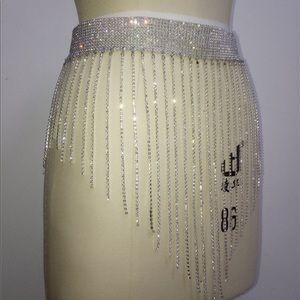 Rhinestone fringe  belt / skirt